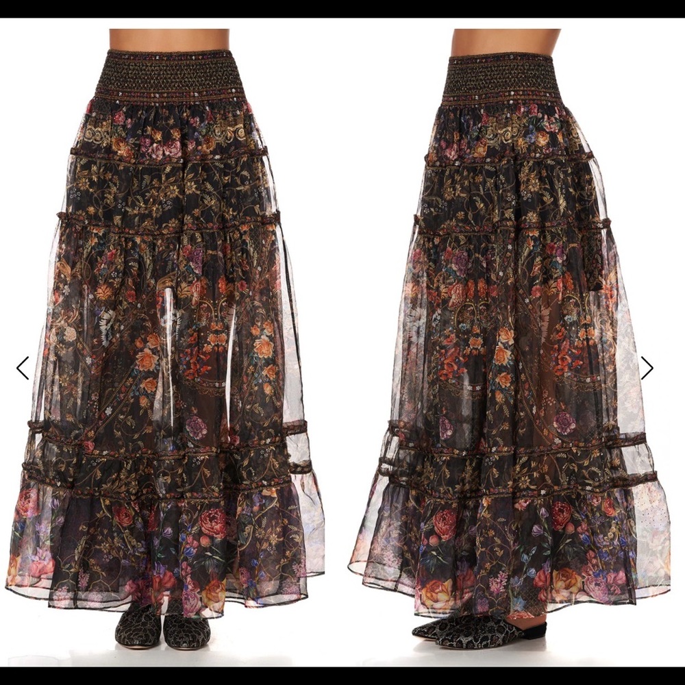 Camilla Blushing Manor 4 Tiered Gathered Skirt XS Like New retail $799.00